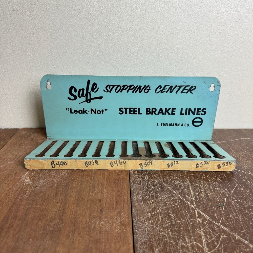 E. Edelmann & Co. Steel Brake Line Metal Advertising Display Rack Sign Leak-Not